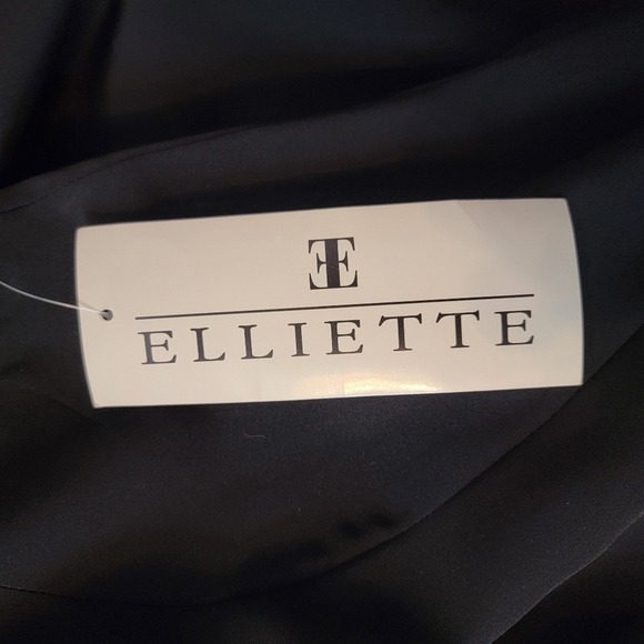 VTG ELLIETTE Silk Sheath Modest Dress Gown Black Embellish Neck Sleeveless Sz 10 - Picture 10 of 14